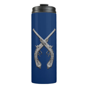 Gekruiste pistolen marineblauw thermosbeker