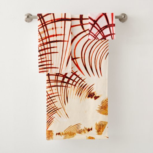 Gekruiste rode gebogen sporen met verouderd effect bad handdoek (Insitu)