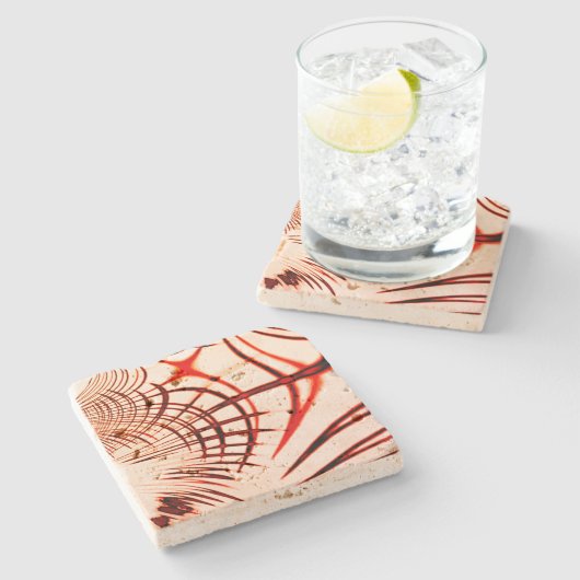 Gekruiste rode gebogen sporen met verouderd effect stenen onderzetter (Zijkant)