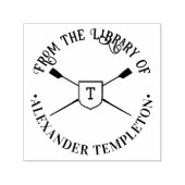 Gekruiste Roeibladen Monogram Bibliotheek Boeknaam Zelfinktende Stempel (Design)