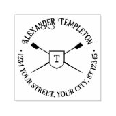 gekruiste roeibladen monogram naam retouradres  zelfinktende stempel (Design)