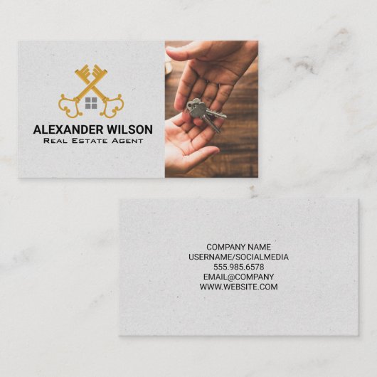 gekruiste sleutels | Makelaar in onroerend goed Visitekaartje (Voorkant / Achterkant)