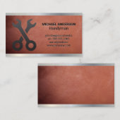 Gekruiste Sleutels | Metaal Leren Zakelijke Kaart Visitekaartje (Voorkant / Achterkant)