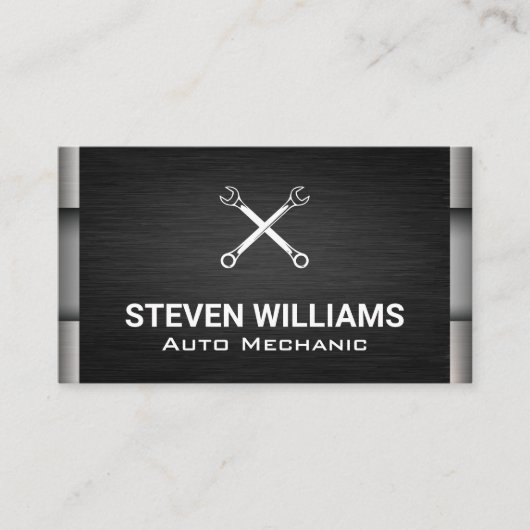 Gekruiste sleutels | Metaalzwart zilver Visitekaartje (Voorkant)