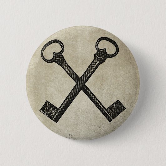Gekruiste sleutels ronde button 5,7 cm (Voorkant)