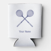 Gekruiste Squash Rackets Blauw Blikjeskoeler (Voorkant)