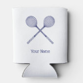 Gekruiste Squash Rackets Blauw Blikjeskoeler (Achterkant)