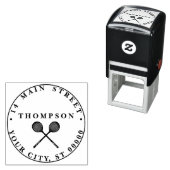 gekruiste squashrackets blauw naamadres  zelfinktende stempel (In situ)