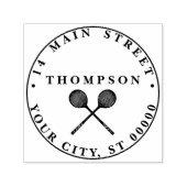 gekruiste squashrackets blauw naamadres  zelfinktende stempel (Design)