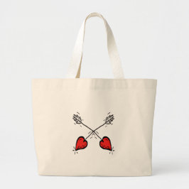 Gekruiste Strawberry Heart Pijlen - Grote Tote Bag