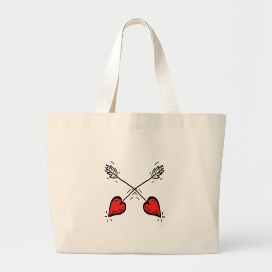 Gekruiste Strawberry Heart Pijlen - Grote Tote Bag (Voorkant)