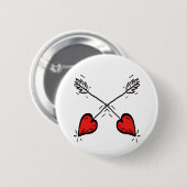 Gekruiste Strawberry Heart Pijlen - Ronde Button 5,7 Cm (Voorkant /achterkant)