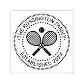 Gekruiste Tennis Rackets Familienaam Datum Este N Zelfinktende Stempel (Design)