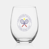 Gekruiste Tennis Rackets Familienaam Datum Este NC Wijnglas Zonder Voet (Voorkant)