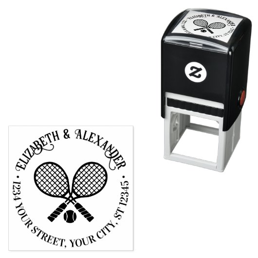 gekruiste tennis rackets paar retour adres einde  zelfinktende stempel (In situ)