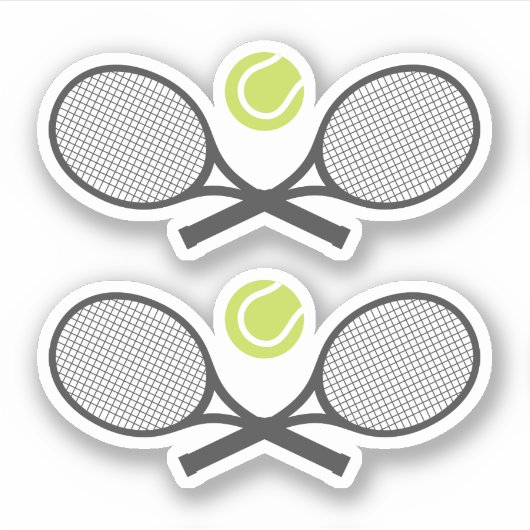 Gekruiste tennisrackets en ballen sticker (Voorkant)