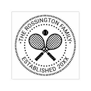 Gekruiste Tennisrackets Familienaam Datum Oprichti Zelfinktende Stempel