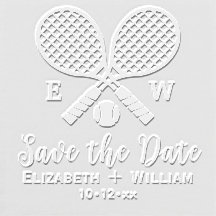 Gekruiste Tennisrackets Monogram Save the Date