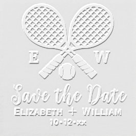 Gekruiste Tennisrackets Monogram Save the Date