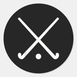 Gekruiste veldhockeysticks ronde sticker