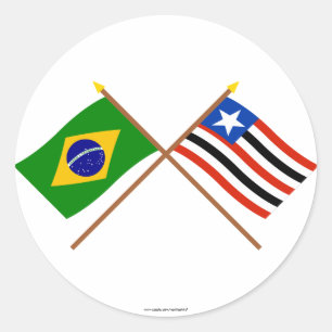 Gekruiste vlaggen van Brazilië en Maranhão Ronde Sticker