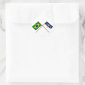 Gekruiste vlaggen van Brazilië en Pernambuco Ronde Sticker (Tas)
