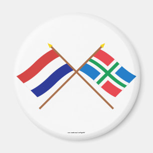 Gekruiste vlaggen van Holland en Groningen Magneet