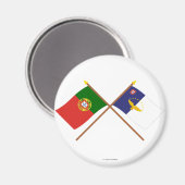 gekruiste vlaggen van Portugal en de Azoren Magneet (Voorkant / Achterkant)