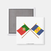 Gekruiste vlaggen van Portugal en Madeira Magneet (Voorkant / Achterkant)