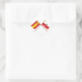 Gekruiste vlaggen van Spanje en Cantabrië Ronde Sticker (Tas)