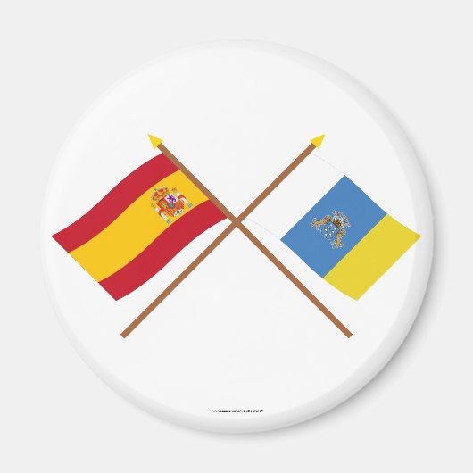Gekruiste vlaggen van Spanje en de Canarische Eila Magneet (Voorkant)