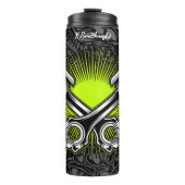 gekruiste zuigers industrieel mechanisch embleem thermosbeker (Voorkant)