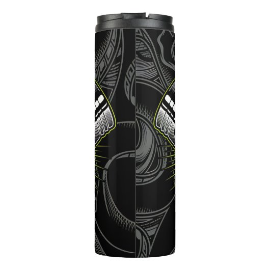 gekruiste zuigers industrieel mechanisch embleem thermosbeker (Achterkant)