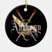 Gekruiste Zwaarden met Dragon Gepersonaliseerd Keramisch Ornament (Voorkant)