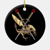 Gekruiste Zwaarden met Dragon Gepersonaliseerd Keramisch Ornament (Achterkant)