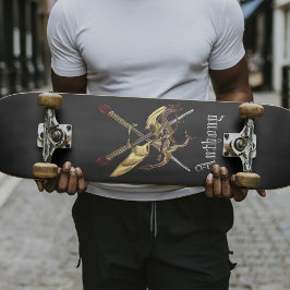 Gekruiste Zwaarden met Dragon Gepersonaliseerd Persoonlijk Skateboard
