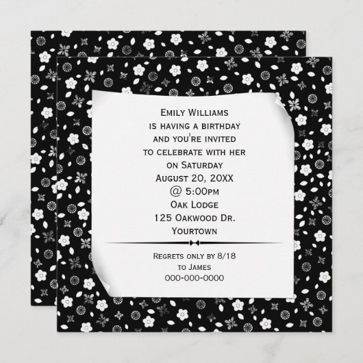 Gekruld papier op bloemendruk Party Kaart (Voorkant / Achterkant)