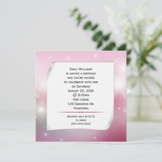 Gekruld papier op Bokeh sterren Kaart (Staand voorkant)