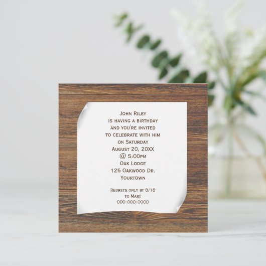 Gekruld papier op eikenhout kaart (Staand voorkant)