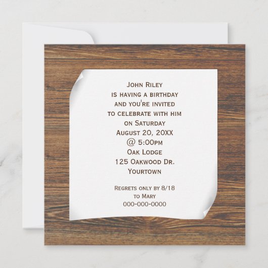 Gekruld papier op eikenhout kaart (Voorkant)