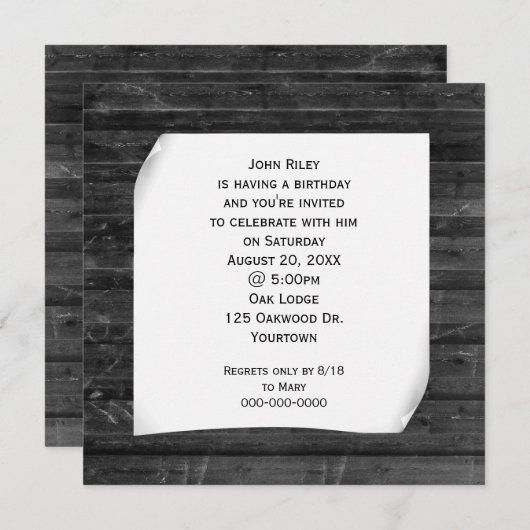 Gekruld papier op zwart hout kaart (Voorkant / Achterkant)