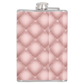 Gekrulde Fonkelende Diamanten Blush Roze Monogram Heupfles (Achterkant)