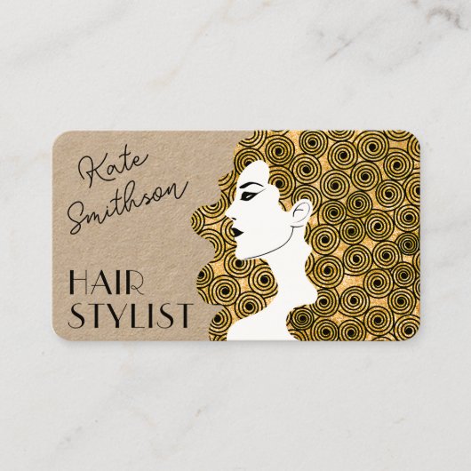     Gekrulde haar gepersonaliseerde QR-code & soci Visitekaartje (Voorkant)