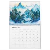 Gekrulde Papieren Landschaps Kalender (Feb 2027)