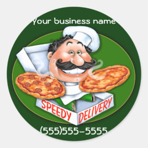 Gekte Italiaanse chef snelle pizza bezorging Ronde Sticker