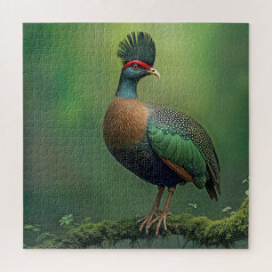 gekuifde patrijs op een met mos bedekte tak legpuzzel