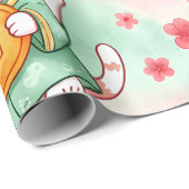 Gekukte Katten – Voorspoed in Pastel Patroon Cadeaupapier (Rol Hoek)