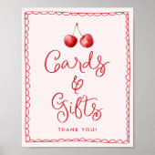 Gekunstelde kers-babyshowerkaarten en -cadeauschil poster (Voorkant)