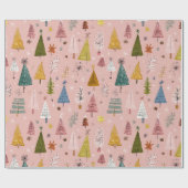 Gekunstelde Pastel Kerstboom Cadeaupapier (Vlak)