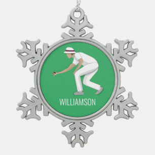 Gekwalificeerde Bowlen Tin Sneeuwvlok Ornament